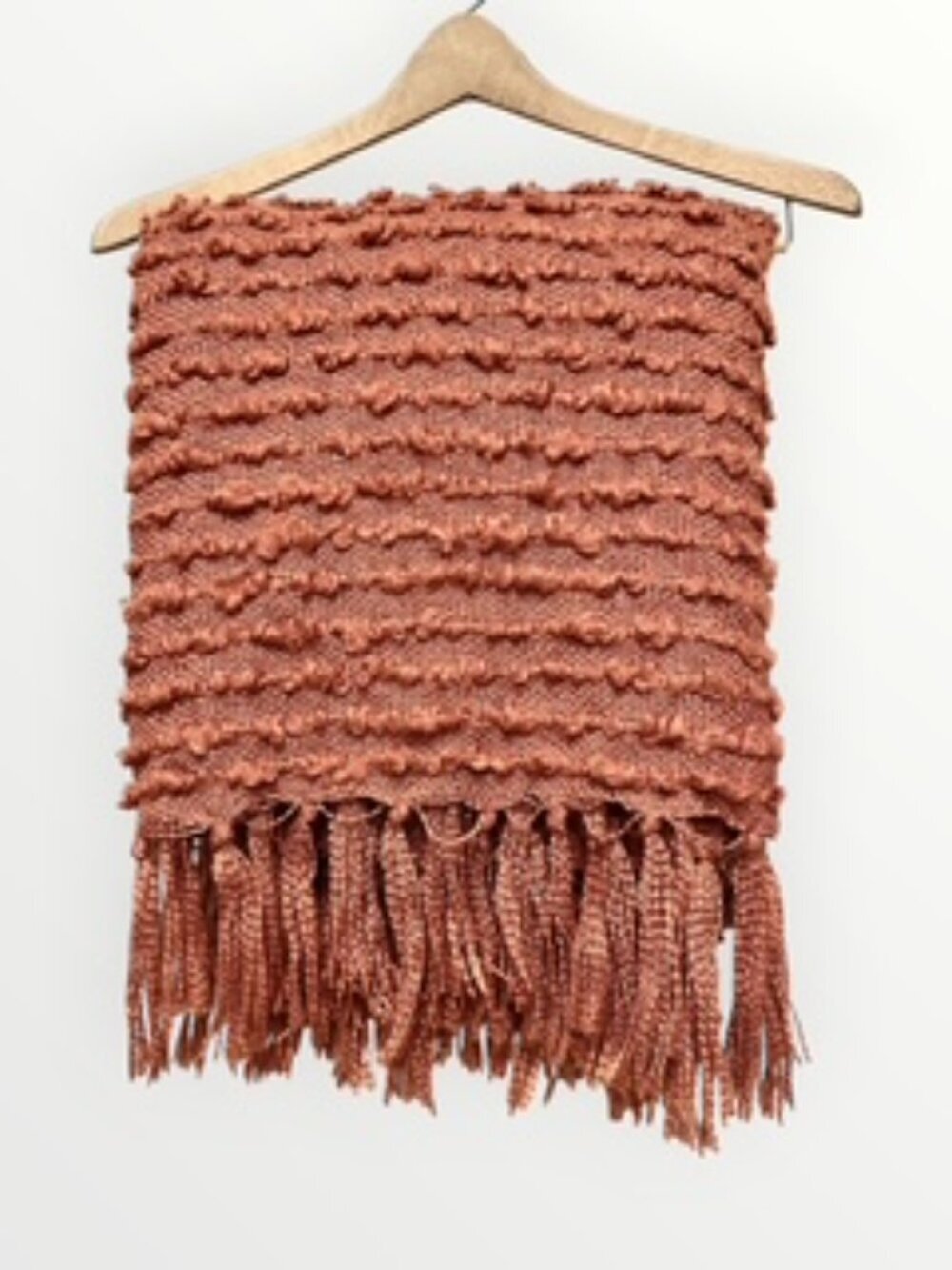 Artisan NY Home Throw Blanket Fringe Chunky Texture Weave Burnt Orange 50inX60in - Picture 2 of 8